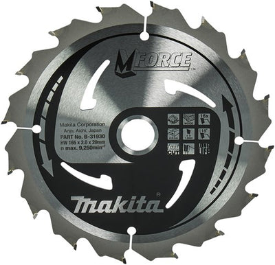 Accessoires Makita lame de scie circulaire | bois | mforce | 165x20x2.0 16t15g - b-31930