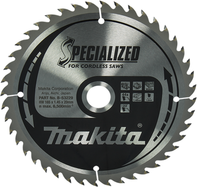 Accessoires Makita lame de scie circulaire bois | spécialisé 165x20x1.45 44t 23g - b-53229 b-53229