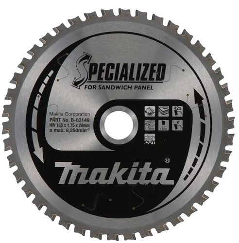 Accessoires Makita lame de scie circulaire | pour panneaux sandwich | 165x20x1,75mm | 42 dents - b-63149 - b-63149