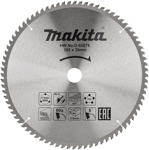 Accessoires Makita d-65676 lame de scie transversale | matériaux divers | 305x30x2,8 | 80 tonnes | 5g - d-65676
