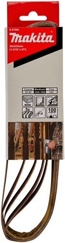 Accessoires Makita d-67094 | bande abrasive | 533x30mm | k100 rouge | 5 pièces - d-67094