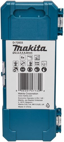 Accessoires Makita d-72833 | jeu de forets à métaux | Boîte HSS 6 pièces - d-72833