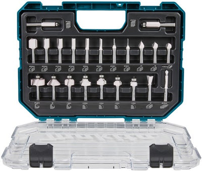 Accessoires Makita d-74778 | kit de fraisage | 8 mm | 22 pièces | dans un coffret en plastique - d-74778