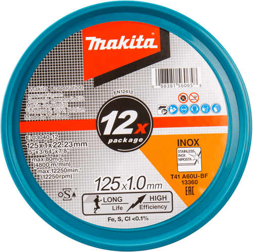 Makita accessoires disque à tronçonner acier inoxydable 125 mm - e-03040-12