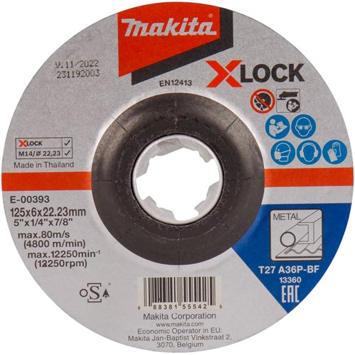 Accessoires Makita e-00393 | disque de meulage | x-verrouillage | 125x6,0x22,23 mm | acier - e-00393