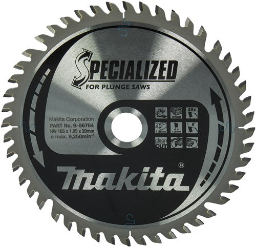 Accessoires Makita lame de scie plongeante | bois | 165x20x1,85 48t - b-56764