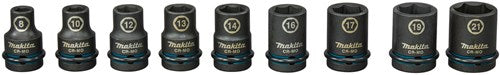 Imp Makita accessoires jeu de prises de courant acte noir, 1 2" 9 pièces - e-16570