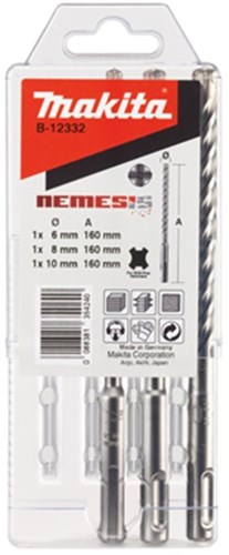 Accessoires Makita p4s : jeu de 3 forets sds-plus - 6 8 10x160 mm - b-12332