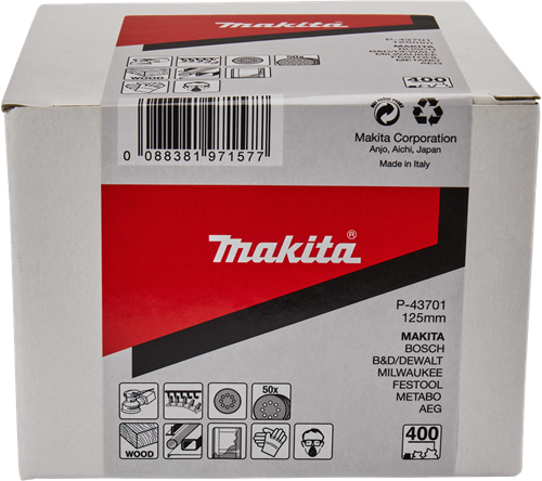 Accessoires Makita disque abrasif 125mm k400 velcro rouge - p-43701 - p-43701