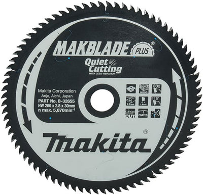 Makita accessoires table scie lame bois - makblade-plus 260x30x2.8 80t 15g - b-32655