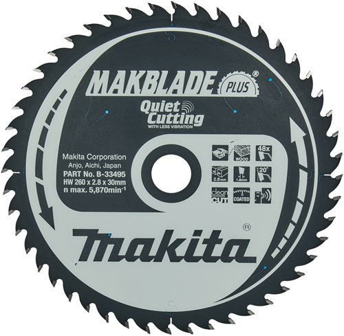 Accessoires Makita lame de scie à table | bois | qc 260x30x2.8 48t 20g - b-33495