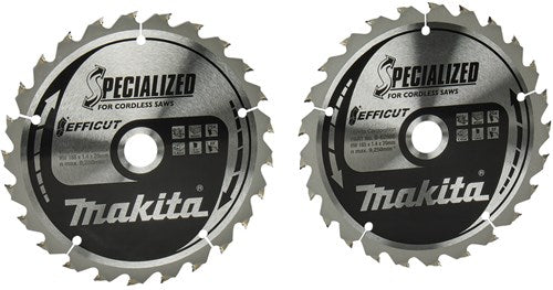 Makita accessoires double pack lame de scie circulaire bois | efficace 165x20x1.4 25t 23g - b-62985-2