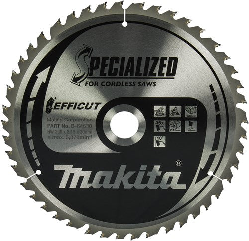 Accessoires Makita scie efficut 260x30x2.15 45t 10g - b-64624 - b-64630