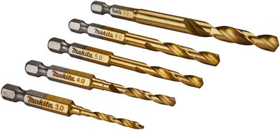 Makita accessoires jeu de forets à métaux hss-tin 5 pièces - b-57308