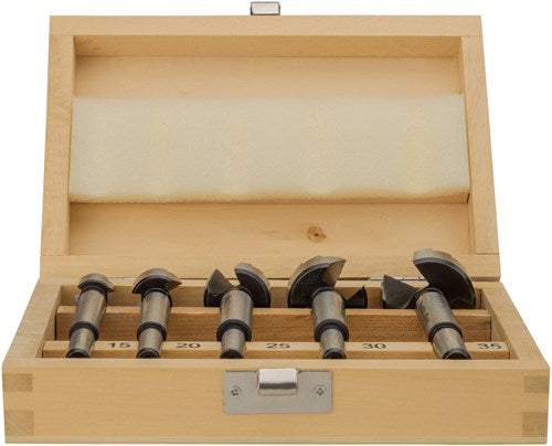 Makita accessoires d-47363 jeu de forets de charnière 5 pièces dans une cassette en bois - 15-35mm - d-47363
