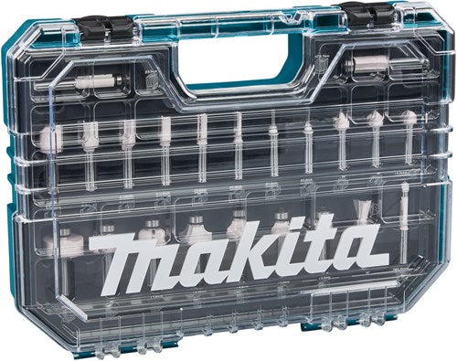 Accessoires Makita d-74778 | kit de fraisage | 8 mm | 22 pièces | dans un coffret en plastique - d-74778