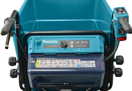 Brouette à batterie Makita dcu605z avec boîte de chargement | corps | 2x 18v | sans chargeurs de batteries