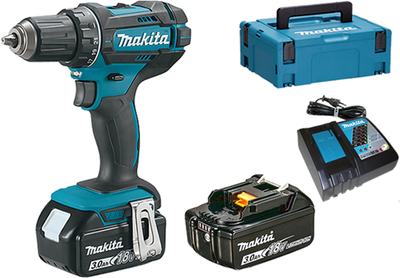 Makita ddf482rfj perceuse/tournevis 18v batterie 3,0 ah (2 pièces), chargeur rapide, mbox