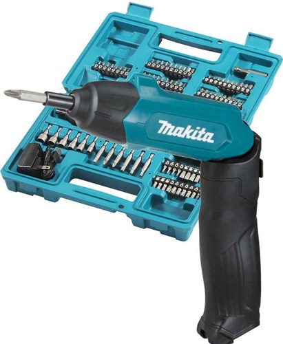 Tournevis Makita df001dw 3,6 V avec batterie Li-ion 1,5 Ah intégrée, chargeur, étui, 81 pièces acc. ensemble - df001dw