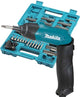 Tournevis Makita df001dw 3,6 V avec batterie Li-ion 1,5 Ah intégrée, chargeur, étui, 81 pièces acc. ensemble - df001dw