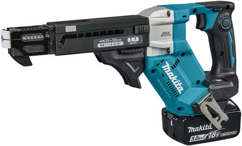 Makita dfr551rtj | 18v | machine à vis | 25-55mm | 5,0 Ah (2 pièces) | chargeur rapide | dans la mbox dfr551rtj