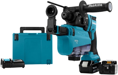 Makita mr182twju perceuse à percussion combinée à batterie 18v | sds-plus | 5.0ah dans mbox avec extraction de poussière - hebr182twju