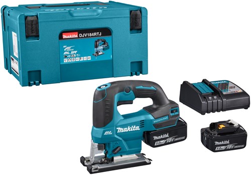 Makita djv184rtj | Puzzle 18 V | poignée en D | Batterie 5,0 Ah (2 pièces) | chargeur rapide | dans mbox djv184rtj