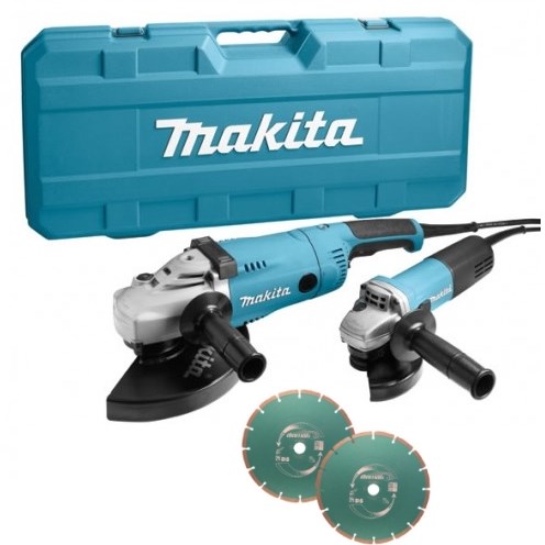 Makita dk1163gx ensemble meuleuse d'angle ga9020 + 9558 | + disques diamantés - dk1163gx