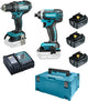 Makita dlx2127tj1 ensemble combiné - perceuse/visseuse ddf482 18v + tournevis à percussion dtd152 batterie 5,0 ah (3 pcs), chargeur rapide, mbox