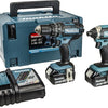 Makita dlx2131jx perceuse à percussion sans fil 18v dhp482 + tournevis à percussion dtd152 ensemble combiné (2x batterie 3,0ah) dans mbox