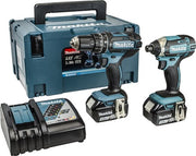 Makita dlx2131jx perceuse à percussion sans fil 18v dhp482 + tournevis à percussion dtd152 ensemble combiné (2x batterie 3,0ah) dans mbox - afbeelding 1