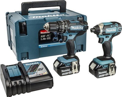 Makita dlx2131jx perceuse à percussion sans fil 18v dhp482 + tournevis à percussion dtd152 ensemble combiné (2x batterie 3,0ah) dans mbox