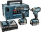 Makita dlx2131jx perceuse à percussion sans fil 18v dhp482 + tournevis à percussion dtd152 ensemble combiné (2x batterie 3,0ah) dans mbox