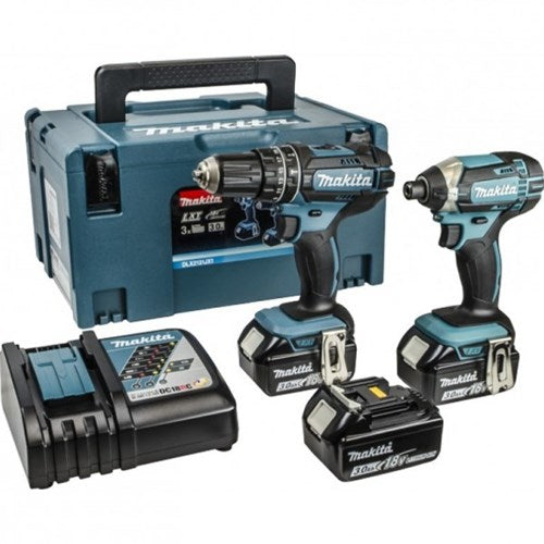 Makita dlx2131jx1 perceuse à percussion sans fil 18v dhp482 + tournevis à percussion dtd152 ensemble combiné (batterie 3x 3,0ah) dans mbox