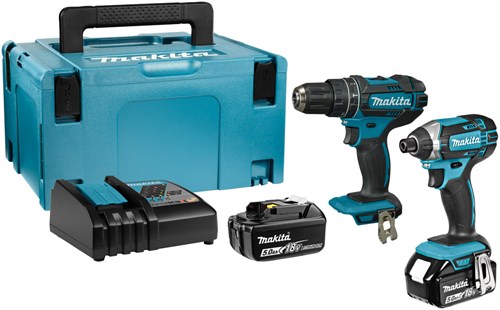 Makita dlx2131tj ensemble combiné 18v perceuse à percussion sans fil dhp482 + visseuse à percussion dtd152 (batterie 2x 5,0ah) dans mbox