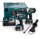 Ensemble combiné Makita dlx2145tj | Perceuse à percussion sans fil dhp458 + visseuse à percussion sans fil dtd152 | Li-ion 18 V 5,0 Ah - afbeelding 1