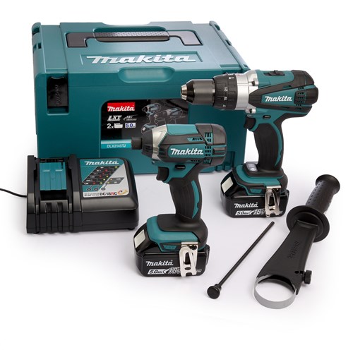 Ensemble combiné Makita dlx2145tj | Perceuse à percussion sans fil dhp458 + visseuse à percussion sans fil dtd152 | Li-ion 18 V 5,0 Ah