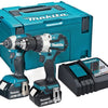 Makita dlx2507tj pack combo 18v perceuse à percussion dhp489 + visseuse à percussion dtd153z batterie 5,0 ah (2 pcs), en mbox