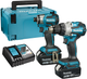 Makita dlx2528tj pack combo 18v perceuse à percussion dhp489 + visseuse à percussion dtd173z batterie 5,0 ah (2 pcs), en mbox