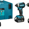 Makita dlx2545tj ensemble combiné 18v perceuse/tournevis ddf492 + tournevis à percussion dtd153 (2x 5,0ah et chargeur) dans mbox - dlx2545tj