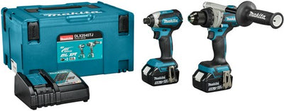 Makita dlx2545tj ensemble combiné 18v perceuse/tournevis ddf492 + tournevis à percussion dtd153 (2x 5,0ah et chargeur) dans mbox - dlx2545tj