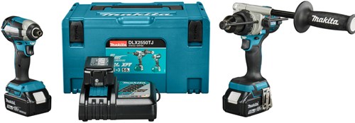 Makita dlx2550tj ensemble combiné 18v dhp492 (impact) perceuse/tournevis + tournevis à percussion dtd153 (3x batterie 5,0ah et chargeur) dans mbox - dlx2550tj