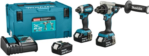 Makita dlx2550tj ensemble combiné 18v dhp492 (impact) perceuse/tournevis + tournevis à percussion dtd153 (3x batterie 5,0ah et chargeur) dans mbox - dlx2550tj