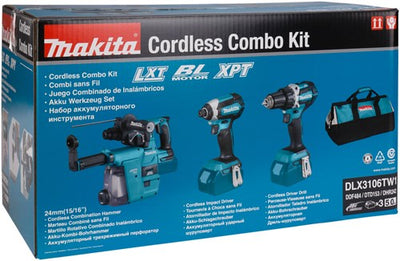 Makita dlx3106tw1 | ensemble combiné avec ddf484, dtd153z et hebr242 | 18v-dlx3106tw1