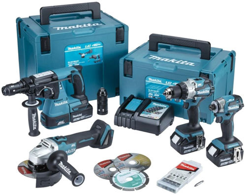 Makita dlx4195jx1 ensemble combiné | dhp489 + dtd173 + MR243 + dga504 | y compris batteries et chargeur dans m-box - dlx4195jx1