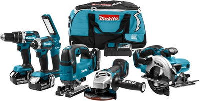 Makita dlx6082t combo set 18v li-ion avec 3x batteries 5,0ah - pour perceuses (à percussion), vis (à percussion), sciage et meulage - dlx6082t