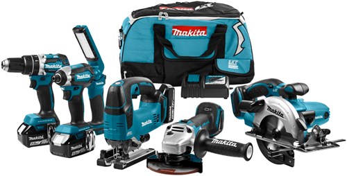 Makita dlx6082t combo set 18v li-ion avec 3x batteries 5,0ah - pour perceuses (à percussion), vis (à percussion), sciage et meulage - dlx6082t