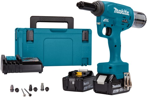 Makita drv150rtj | pince à rivets aveugles à batterie | 18v | 5,0 Ah | Li-ion | mbox