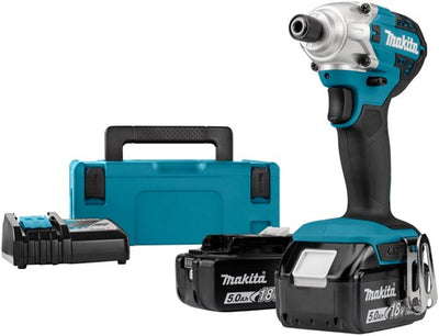 Tournevis à percussion Makita dtd156rtj 18v | comprenant des batteries 2x5,0ah, un chargeur rapide, une mbox