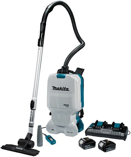 Makita dvc660pt2 Aspirateur dorsal 2x18 v pour nettoyage batterie 5,0 ah (2 pcs), chargeur rapide duo, en boîte - dvc660pt2
